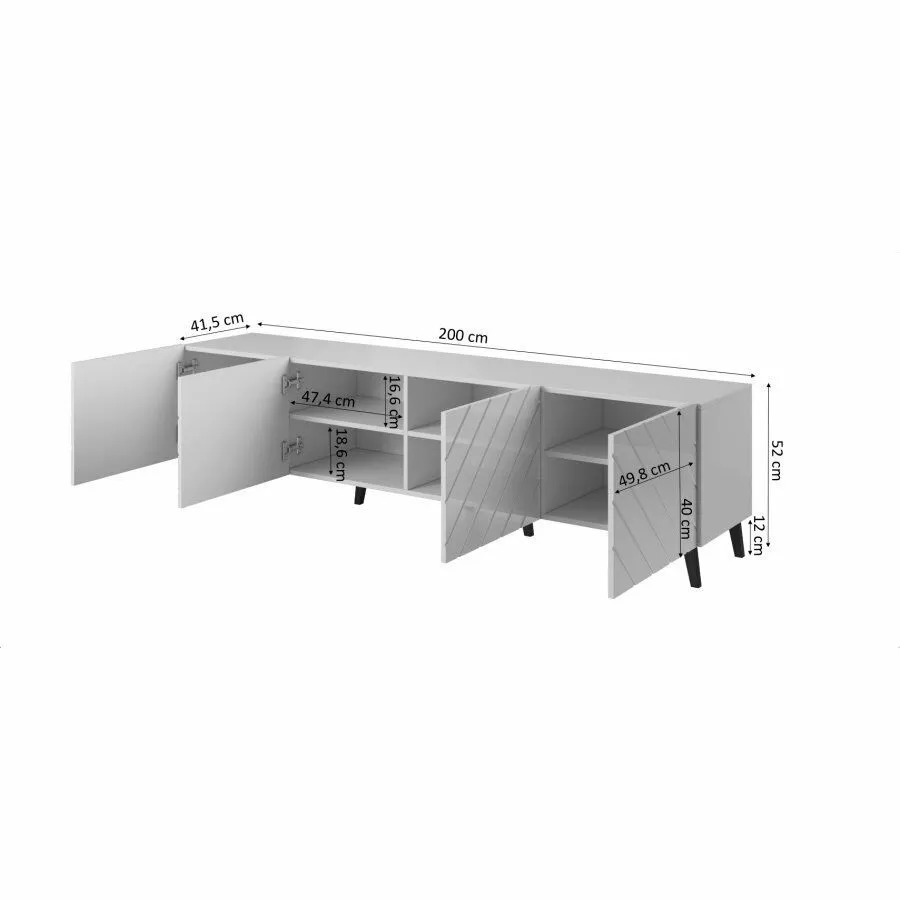 BA-MM103689-4 Modernus TV staliukas su lentynomis ir uždaromis durelėmis