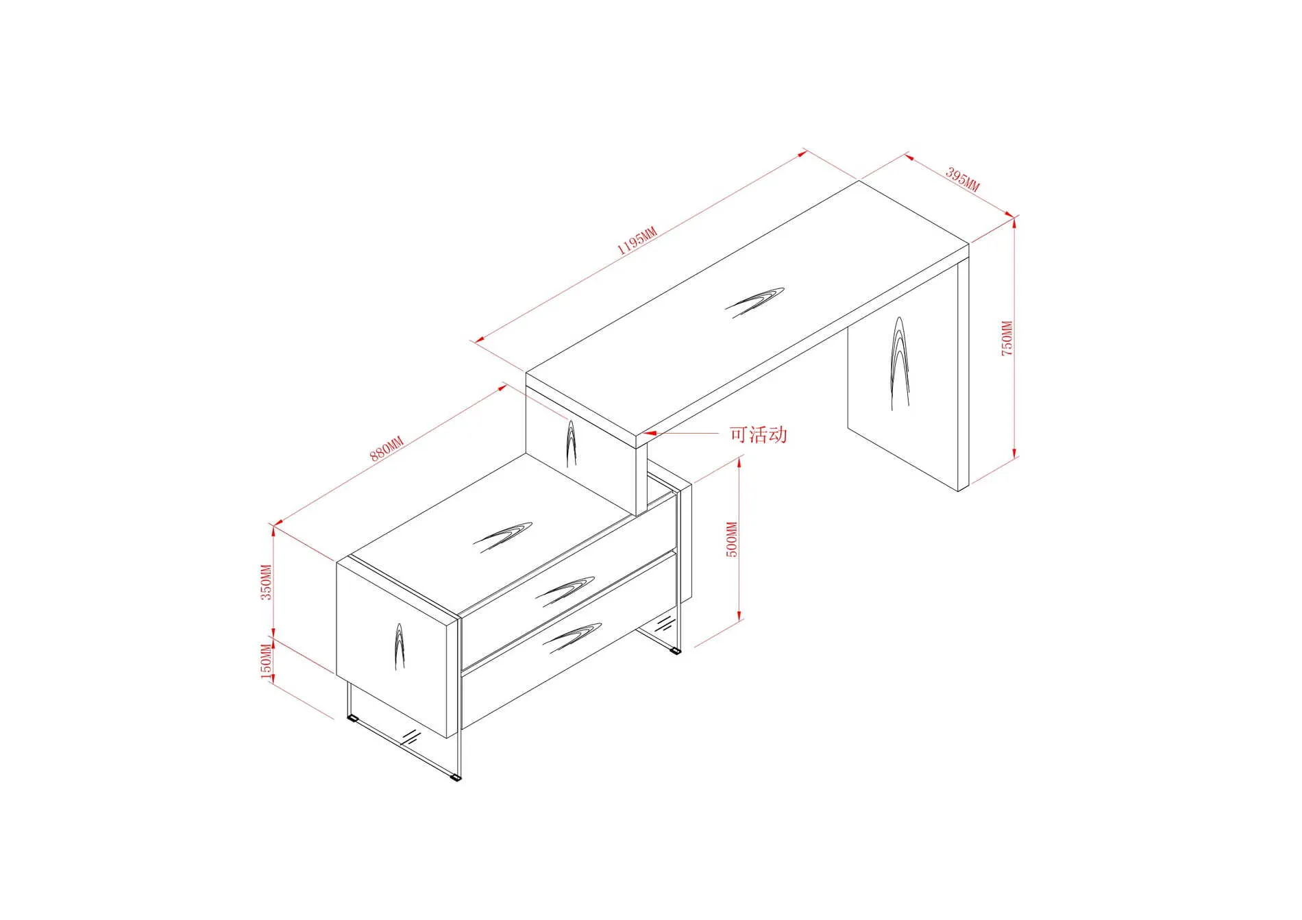 4-58 Modernus stalas LH100897 su tvirtu minimalistiniu dizainu