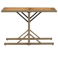 Sodo stalas, smėlio spalvos, akacijos mediena ir poliratanas