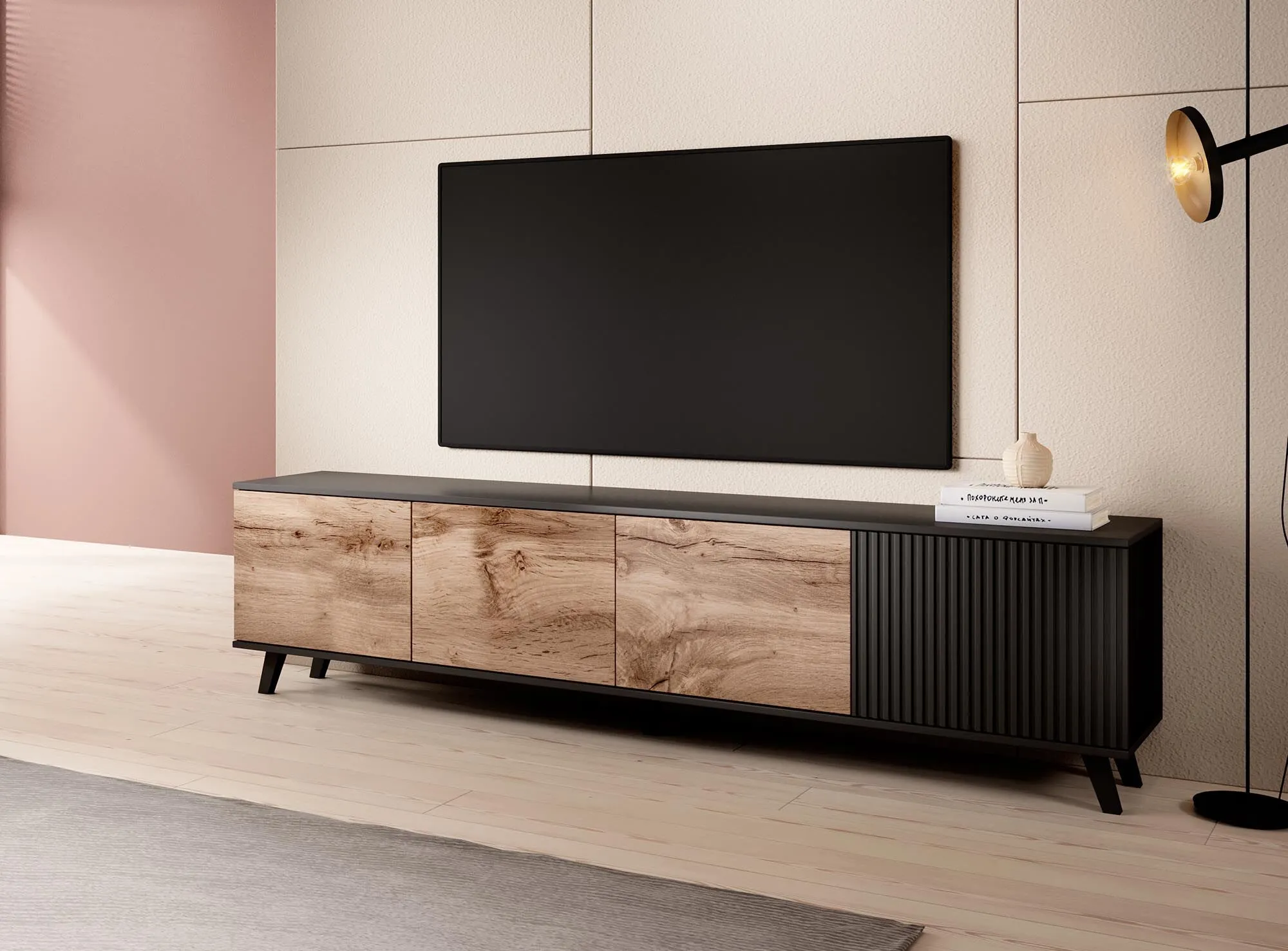 BA-HA105331-11 Modernus TV staliukas HA105331 su lentynomis ir stalčiais