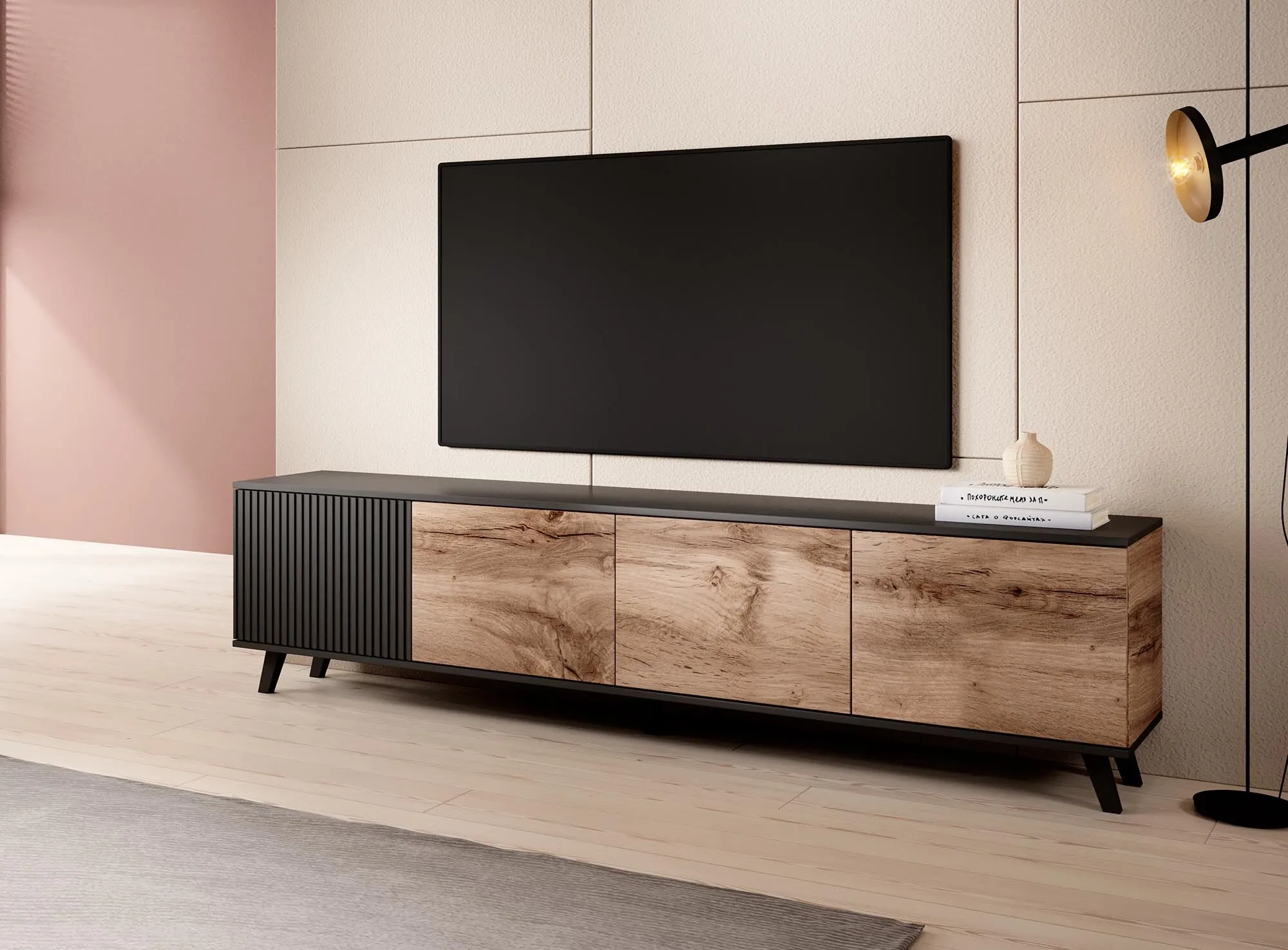 BA-HA105331-9 Modernus TV staliukas HA105331 su lentynomis ir stalčiais