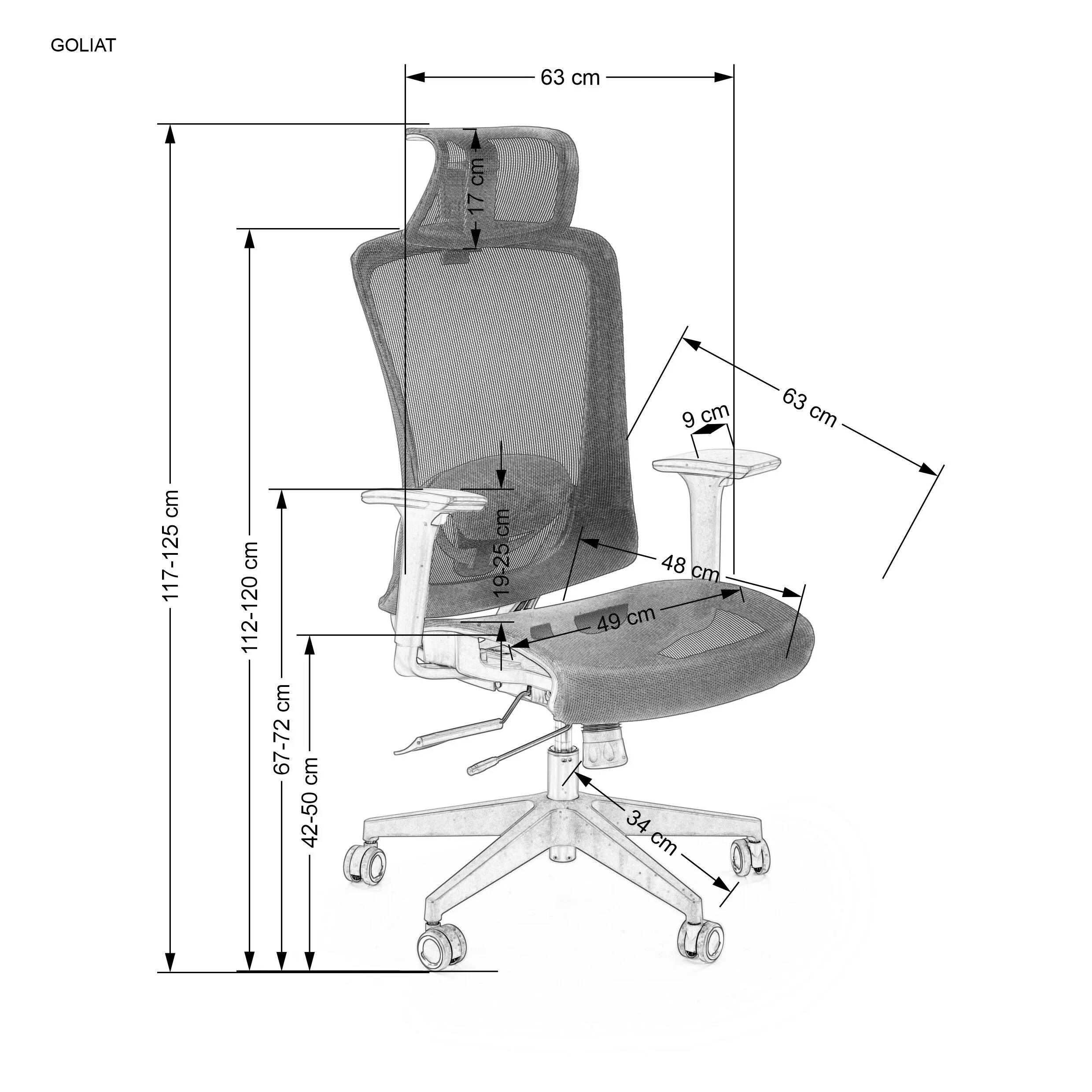 BA-HA105760-3 Juoda biuro kėdė HA105760 su ergonomišku atlošu