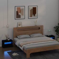 Naktinės spintelės su LED, 2vnt., juodos spalvos, 60x35x40cm
