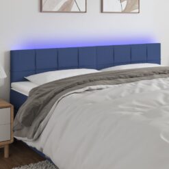 Galvūgalis su LED, mėlynos spalvos, 160x5x78/88cm, audinys