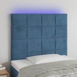Galvūgalis su LED, tamsiai mėlynas, 80x5x118/128cm, aksomas