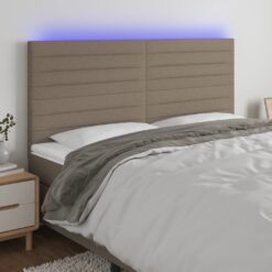 Galvūgalis su LED, taupe spalvos, 180x5x118/128cm, audinys