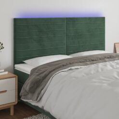 Galvūgalis su LED, tamsiai žalias, 180x5x118/128cm, aksomas