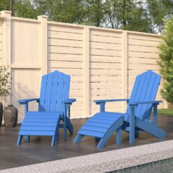 Sodo Adirondack kėdės su pakojomis, 2vnt., mėlynos, HDPE