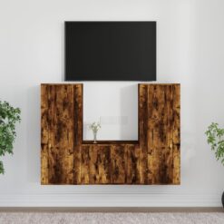 TV spintelių komplektas, 3 dalių, dūminio ąžuolo, mediena