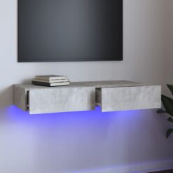 TV spintelė su LED apšvietimu, betono pilka, 90x35x15,5cm