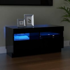 Televizoriaus spintelė su LED apšvietimu, juoda, 80x35x40cm