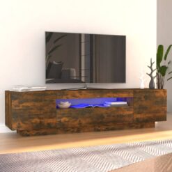 TV spintelė su LED apšvietimu, dūminio ąžuolo, 160x35x40cm
