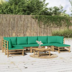 Sodo komplektas su žaliomis pagalvėlėmis, 8 dalių, bambukas
