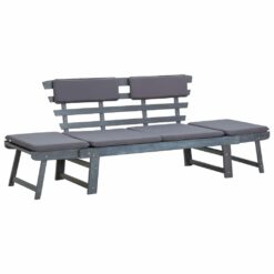 Sodo suoliukas su pagalvėlėmis, pilkas, 190cm, akacijos masyvas
