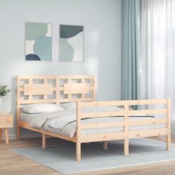 Lovos rėmas su galvūgaliu, medienos masyvas, mažas dvivietis
