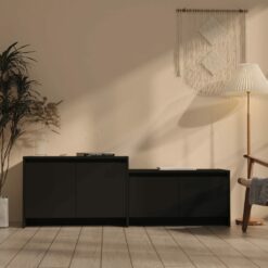 Televizoriaus spintelė, juodos spalvos, 146,5x35x50cm, MDP