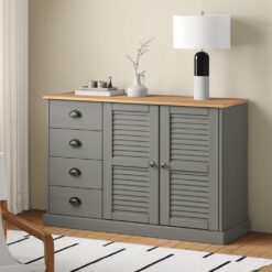 Šoninė spintelė su stalčiais VIGO, pilka, 113x40x75cm, pušis