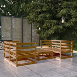 Sodo poilsio baldų komplektas, 5 dalių, medaus rudas, pušis