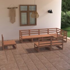 Sodo poilsio baldų komplektas, 8 dalių, rudas, pušies masyvas
