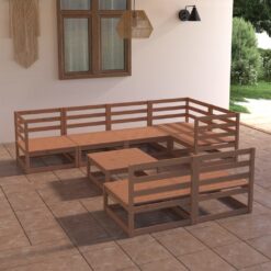 Sodo poilsio baldų komplektas, 8 dalių, medaus rudas, pušis