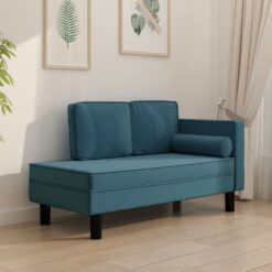 Poilsio sofa su pagalvėmis ir ilga pagalve, mėlyna, aksomas