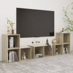 Televizoriaus spintelių komplektas, 6 dalių, ąžuolo, MDP