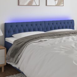 Galvūgalis su LED, mėlynos spalvos, 200x7x78/88cm, audinys