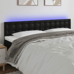 Galvūgalis su LED, juodos spalvos, 180x5x78/88cm, dirbtinė oda