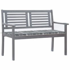 Dvivietis sodo suoliukas su pagalve, pilkas, 120cm, eukaliptas