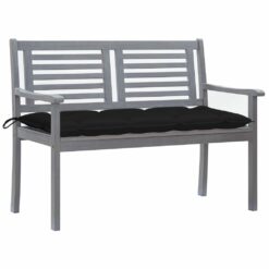Dvivietis sodo suoliukas su pagalve, pilkas, 120cm, eukaliptas