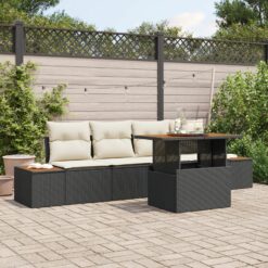 Sodo Sofa Rinkinys 5 dalys Juoda, Kreminė