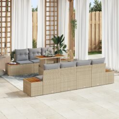 sodo sofa komplektas 8 vnt. Smėlio Ratanas Lauko sofa komplektas
