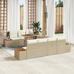 Sodo sofa rinkinys 8 dalys Smėlio ir baltos spalvos