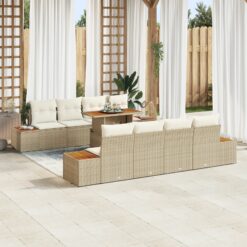 sodo sofos komplektas 9 dalių Smėlio Ratanas 4 vietų lauko sofa