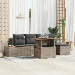 Sodo Sofa Komplektas 6 dalių Pilka