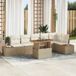 Sodo Sofa Rinkinys 7 Dalių Rinkinys Smėlio Spalvos