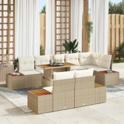 Sodo Sofa Rinkinys 9 dalys Smėlio, Rudos, Kreminės