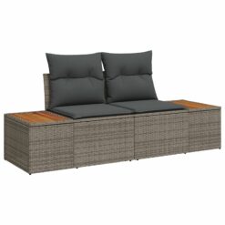 Sodo Sofa Rinkinys 9 Dalių Pilka Ratanas Sodo Kampinė Sofa