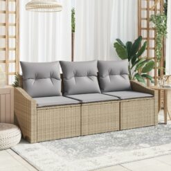 Sodo sofa komplektas 3 dalių Šviesiai pilka, smėlio