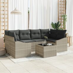 sodo sofa komplektas 7 dalių Šviesiai pilka ir tamsiai pilka