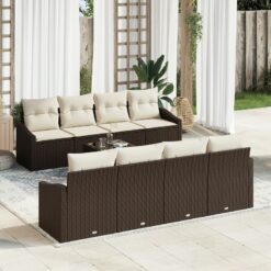7 dalių sodo sofa rinkinys su pagalvėmis ruda poli ratanas
