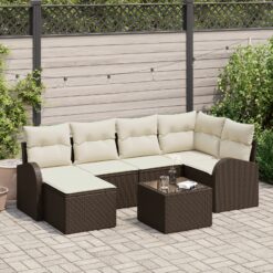 6 dalių sodo sofa komplektas su pagalvėmis pilkas poli ratanas