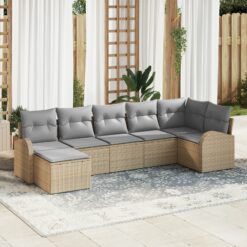 Sodo sofos komplektas 7 dalių Smėlio Ratanas Sodo sofa