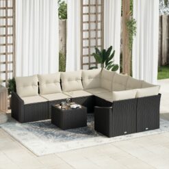 Sodo sofa komplektas 9 dalių Kreminė ir Juoda