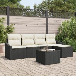 Sodo sofa komplektas 6 dalių Juoda Ratanas Lauko sofa