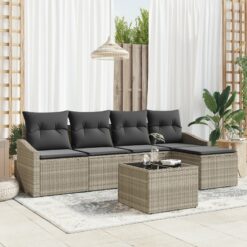 Sodo sofos rinkinys 6 dalių rinkinys Smėlio Ratanas Lauko sofa
