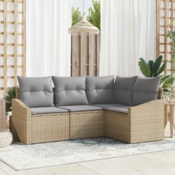 Sodo Sofa Rinkinys 4 dalių Pilka, Natūrali