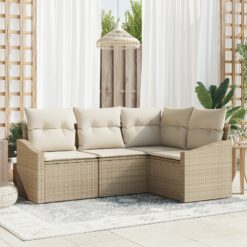 Sodo sofa rinkinys 4 dalių rinkinys Smėlio PE ratanas