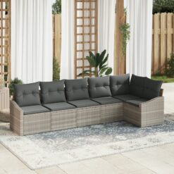 Sodo Sofa Komplektas 6 dalys Pilka PE vickeris Sodo sofa kėdė