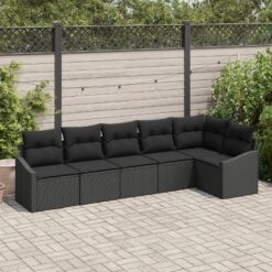 Sodo Sofa Komplektas 6 Dalių Juoda